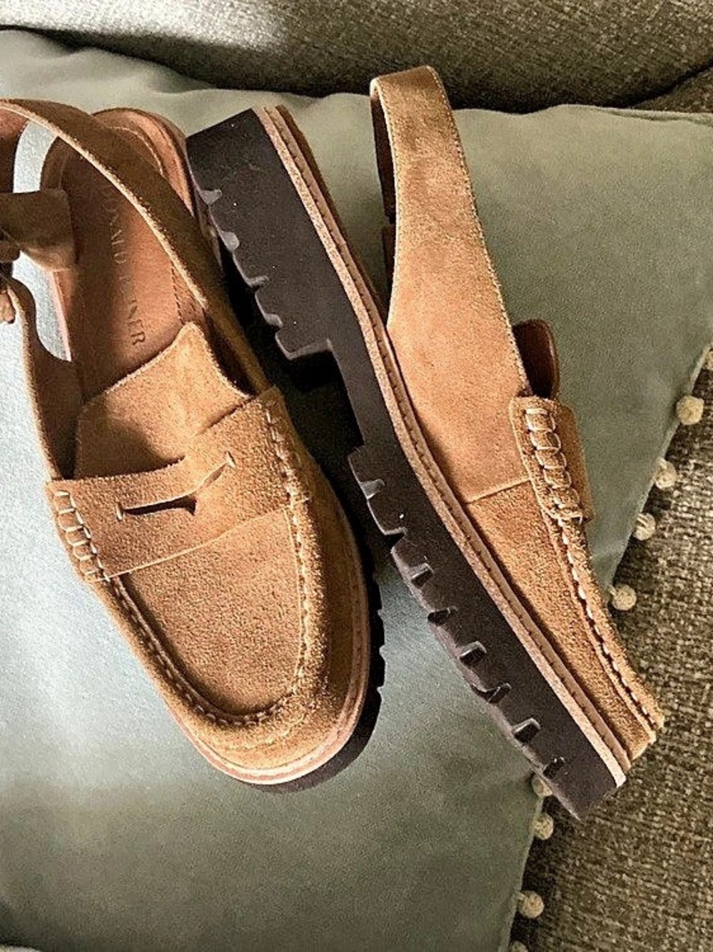 DONALD PLINER  suede Leather Slingback Loafers in Brown Like New